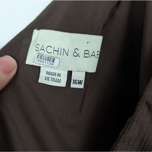 Sachin & Babi Keely Brown One Shoulder Evening Gown Size 16 - Picture 7 of 11